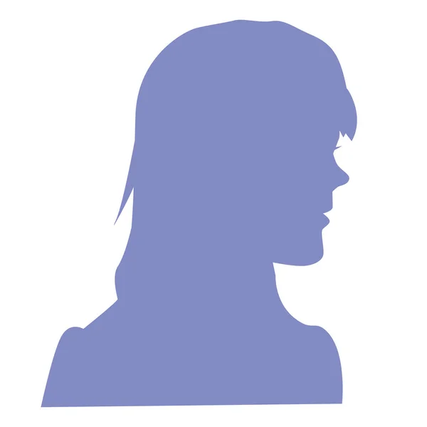 Teenager Girl Long Haircut Head Face Profile Silhouette — Stock Vector