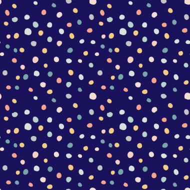 Mavi arkaplandaki Boho polka noktaları pürüzsüz desen
