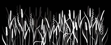 Siyah arka planda beyaz çimen siluetleri