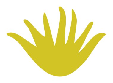 Beyaz arkaplanda bir yosun dalının hardal yosunları silueti