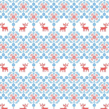 İskandinav tarzında kusursuz desen, geyik ve çiçek