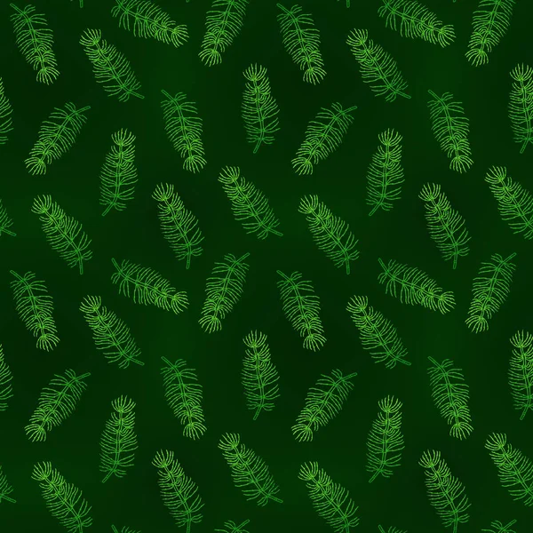 深绿色背景下的马尾无缝森林模式 — 图库矢量图片