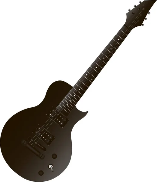 白色背景上的黑色电吉他插图 — 图库矢量图片