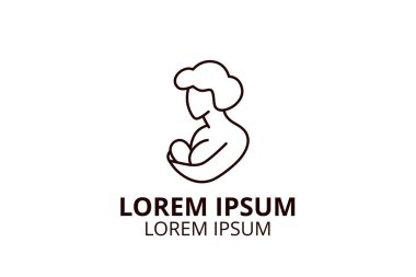 Toplum için emzirme vektörü işareti. Anne kucağında bebek, emziren bir kadının sembolü..