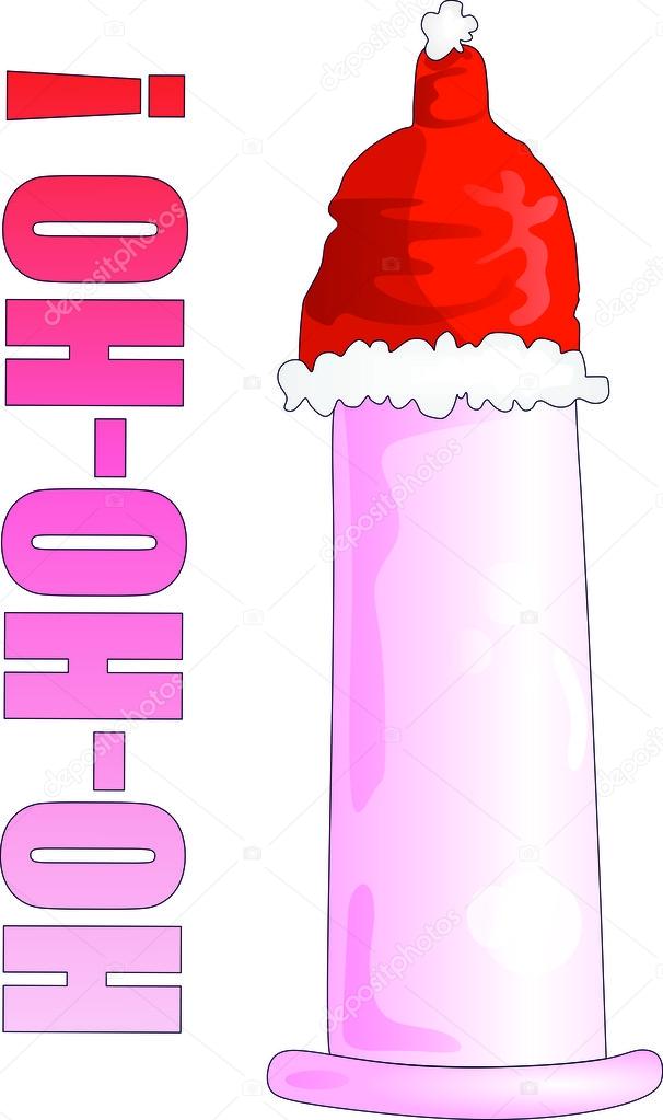 Condom with a Christmas hat