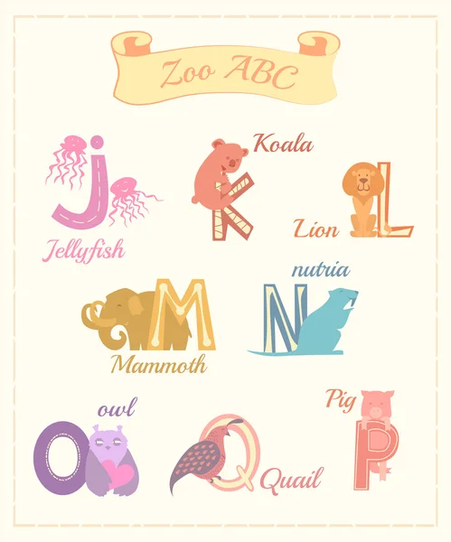 Set of cartoon alphabet characters with animals v.2 — Stock Photo, Image