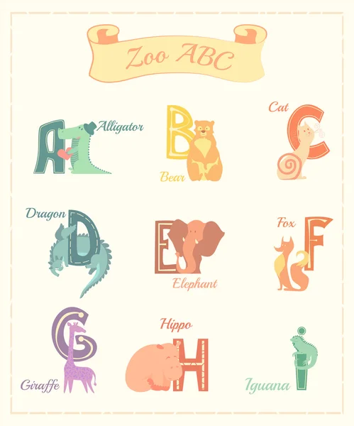 Set di caratteri alfabeto dei cartoni animati con animali v.1 — Foto Stock