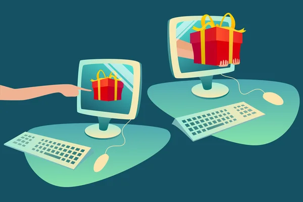 Концепция покупки товаров электронной коммерции через Интернет — стоковое фото