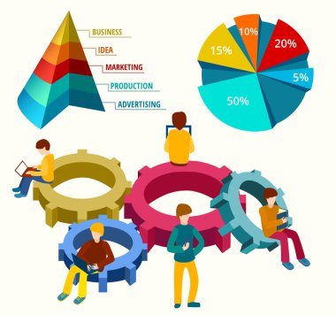Developers programmer coder teamwork cogwheel flat 3d web isometric infographic vector. Creative people collection. Infographic set or web design template. 3D Funnel. Vector flat illustration clipart svg vector 