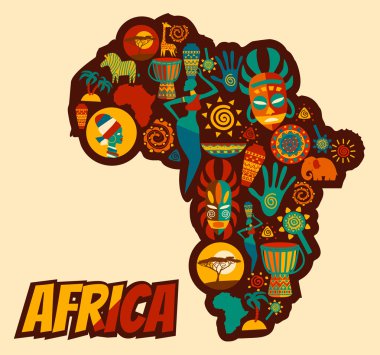 African and Safari elements and icons clipart