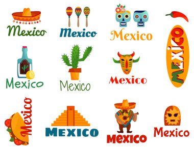 stilize Meksika öğeler ve simgeler