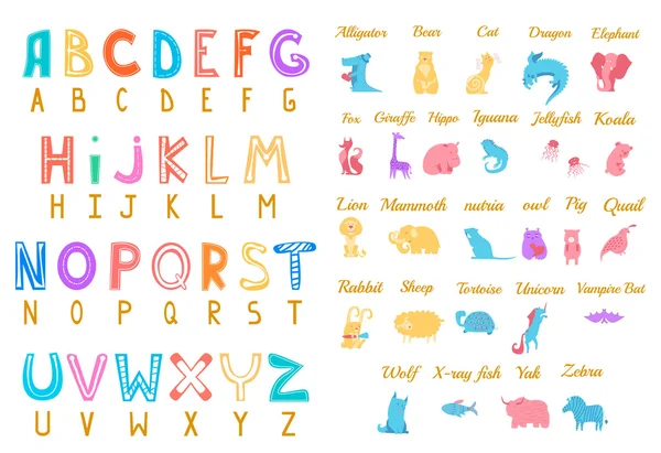 Caractères alphabet dessin animé — Image vectorielle