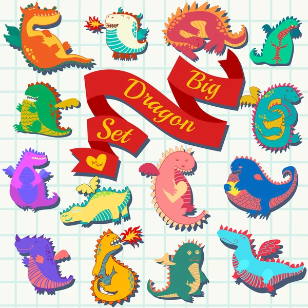 Cute dragons collection — Stock Vector