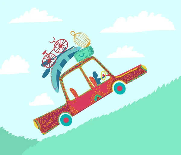 Voyage en voiture illustration — Image vectorielle