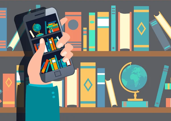 Online mobil kütüphane — Stok Vektör