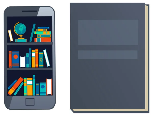 Mobile Online-Bibliothek — Stockvektor