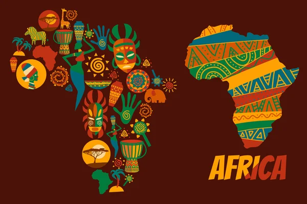 Unsur dan ikon Afrika dan Safari - Stok Vektor