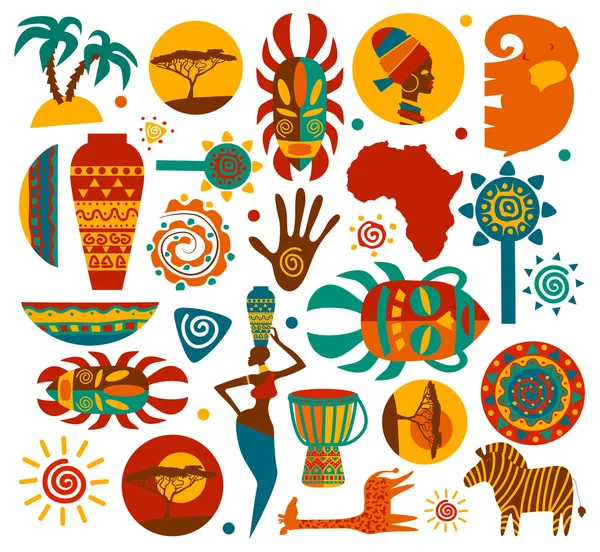 African and Safari elements and icons — Stock Vector