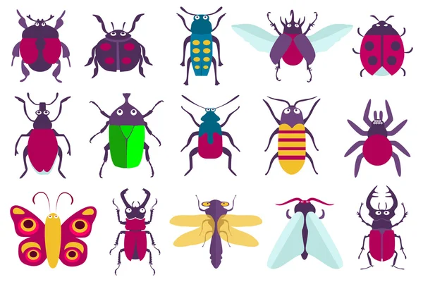 Modern düz tarzda yapılan böcekler