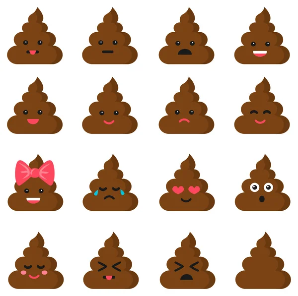 Cut poop emoticon smileys — Stock Vector