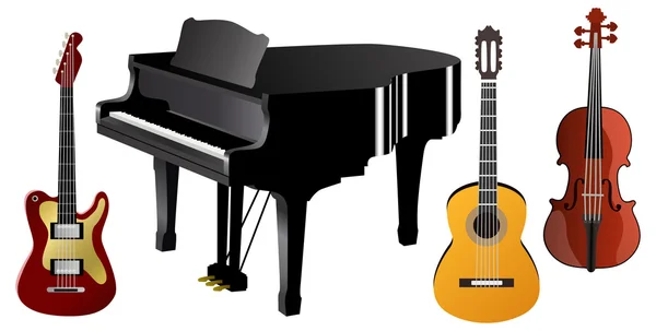E-Gitarre, Geige und Klavier — Stockvektor