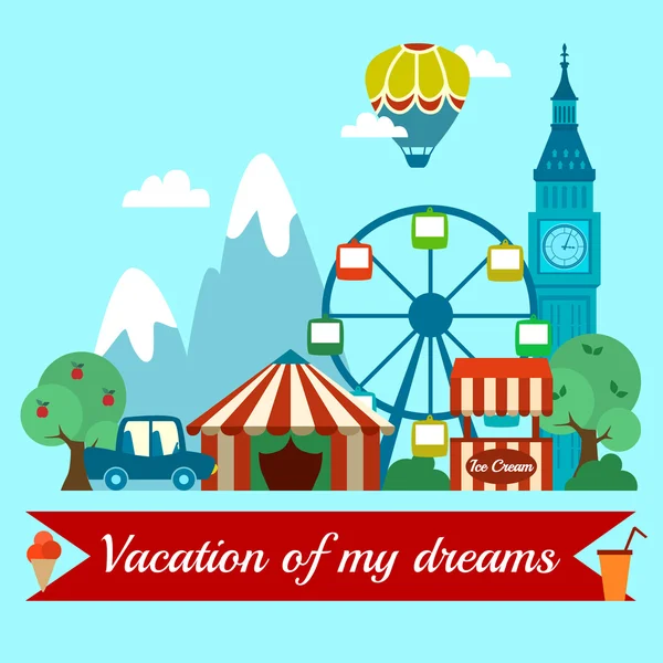 Urlaubshintergrund mit Karneval und Freizeitpark. — Stockvektor