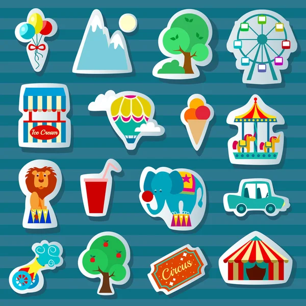 Pegatinas de papel de entretenimiento Circo — Vector de stock