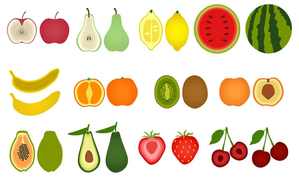 Collecte de tranches de fruits frais . — Image vectorielle