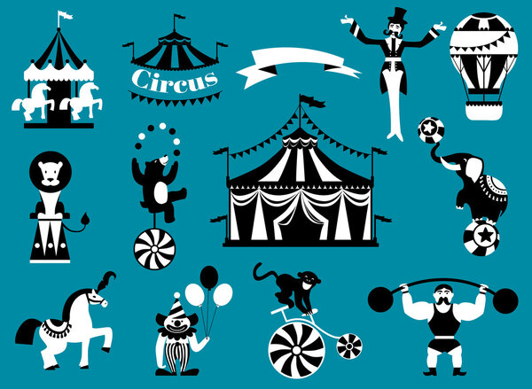 Vintage circus collection with carnival