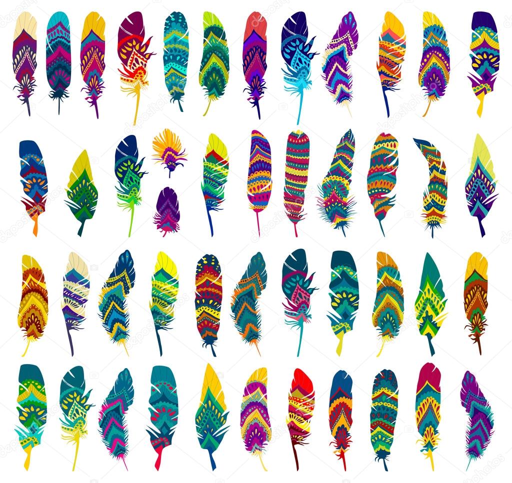 colorful Tribal Ethnic Feathers