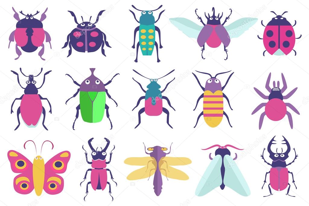 insects made in modern flat style
