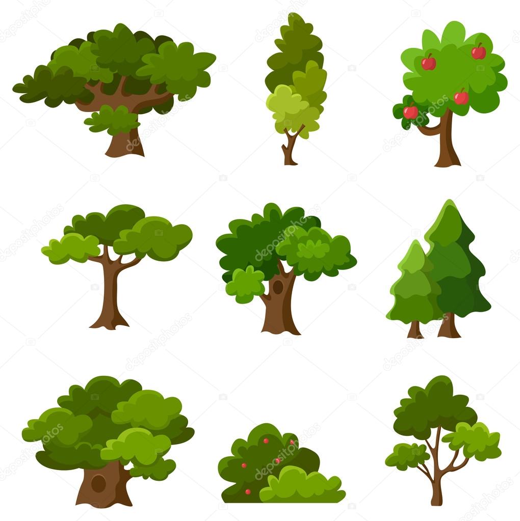 Set of abstract stylized trees