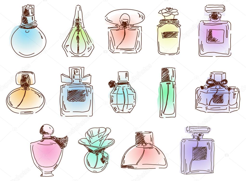 The set of cute different perfumes