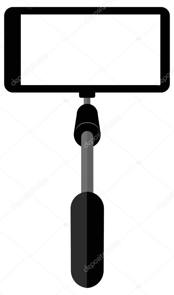 Selfie on smartphone using monopod