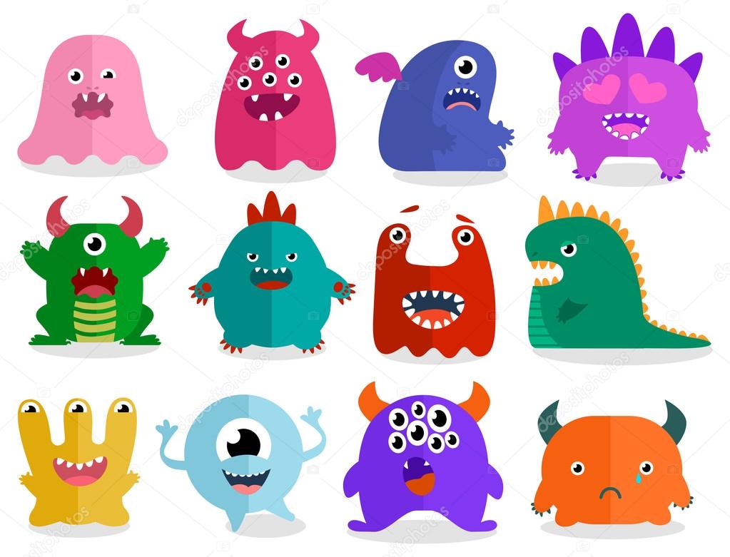 Funny Colored Characters Monsters.
