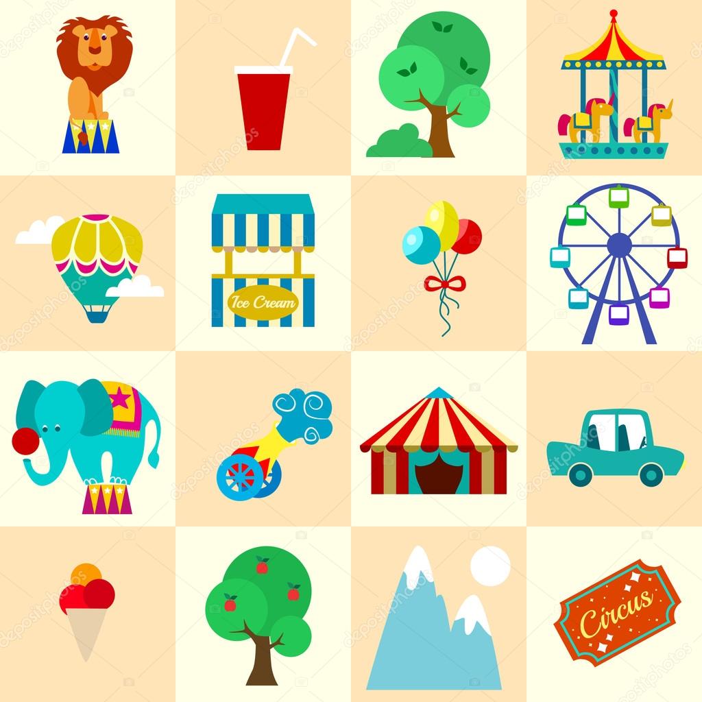 Circus entertainment paper stickers