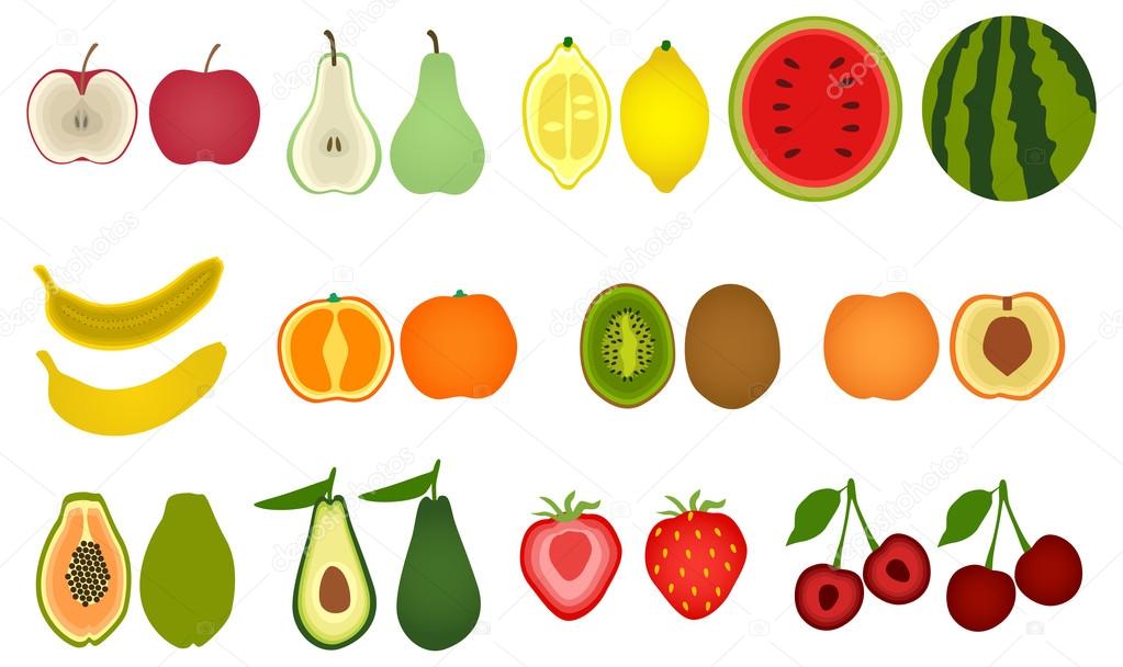 Collection of fresh fruit slices. Stock Vector by ©Y.Verovski 84177762
