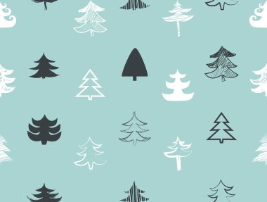 Sorunsuz elle çizilmiş Noel ağaçları