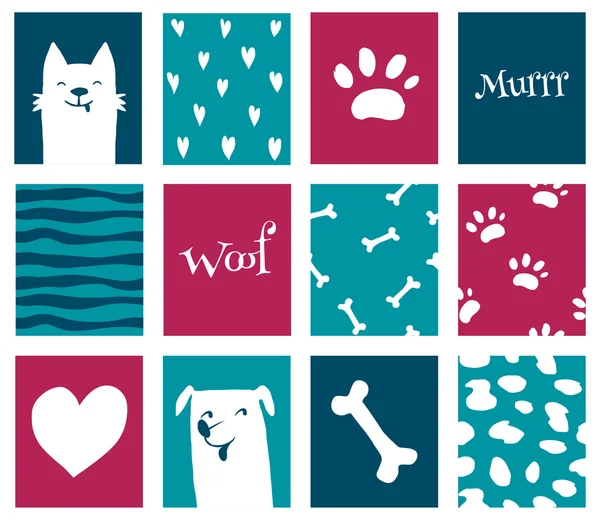 Komik kedi ve köpek ve deseni ile Bbright kartı