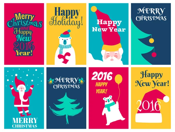 Collectie van 8 kerstkaart templates — Stockvector