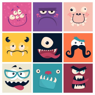 Set of cartoon cute character Monsters clipart