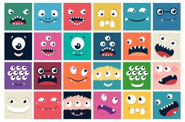 Çizgi film sevimli karakteri canavarlar kümesi