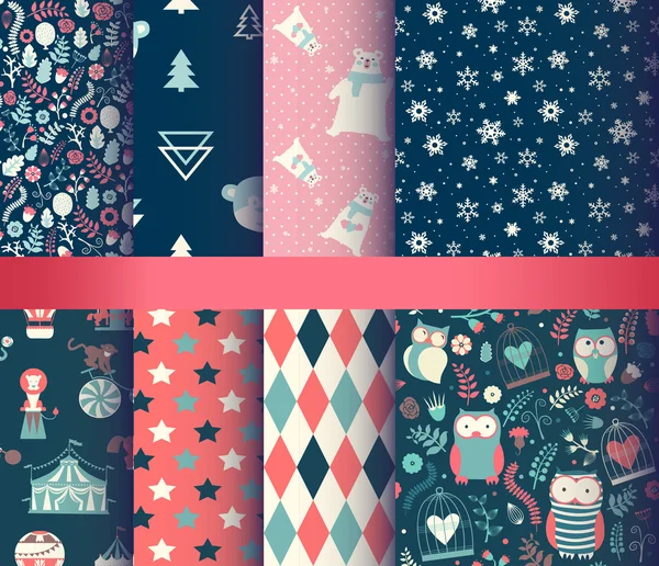 8 retro farklı vektör Dikişsiz desen