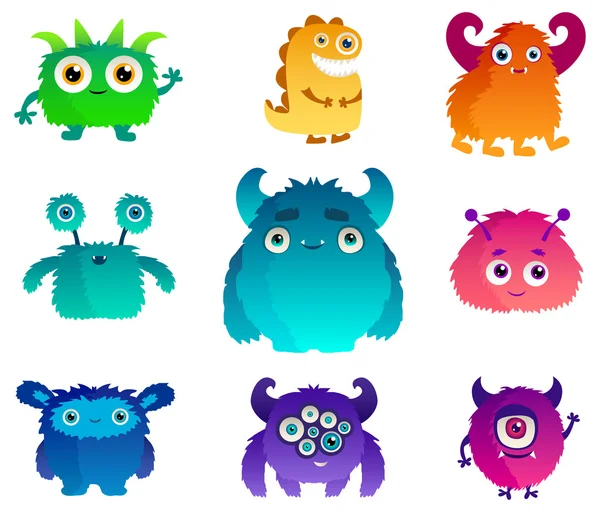 Personnages colorés drôles Monstres — Image vectorielle
