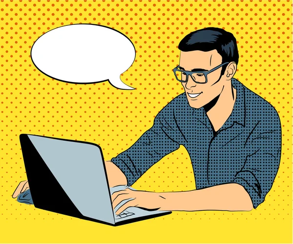 Retro tarzı işadamı bilgisayar ile