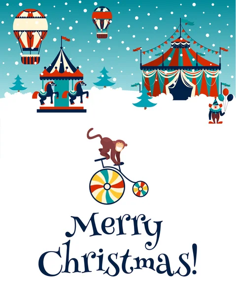 Tarjeta de Navidad circo — Vector de stock