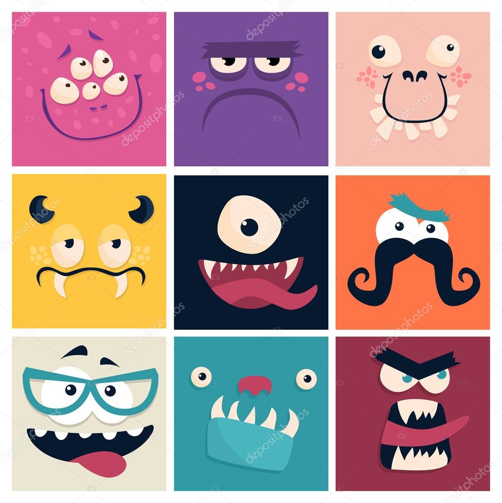 Set of cartoon cute character Monsters