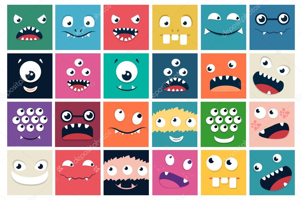 Set of cartoon cute character Monsters