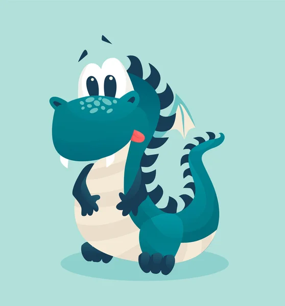 Lindo dragón de dibujos animados — Vector de stock
