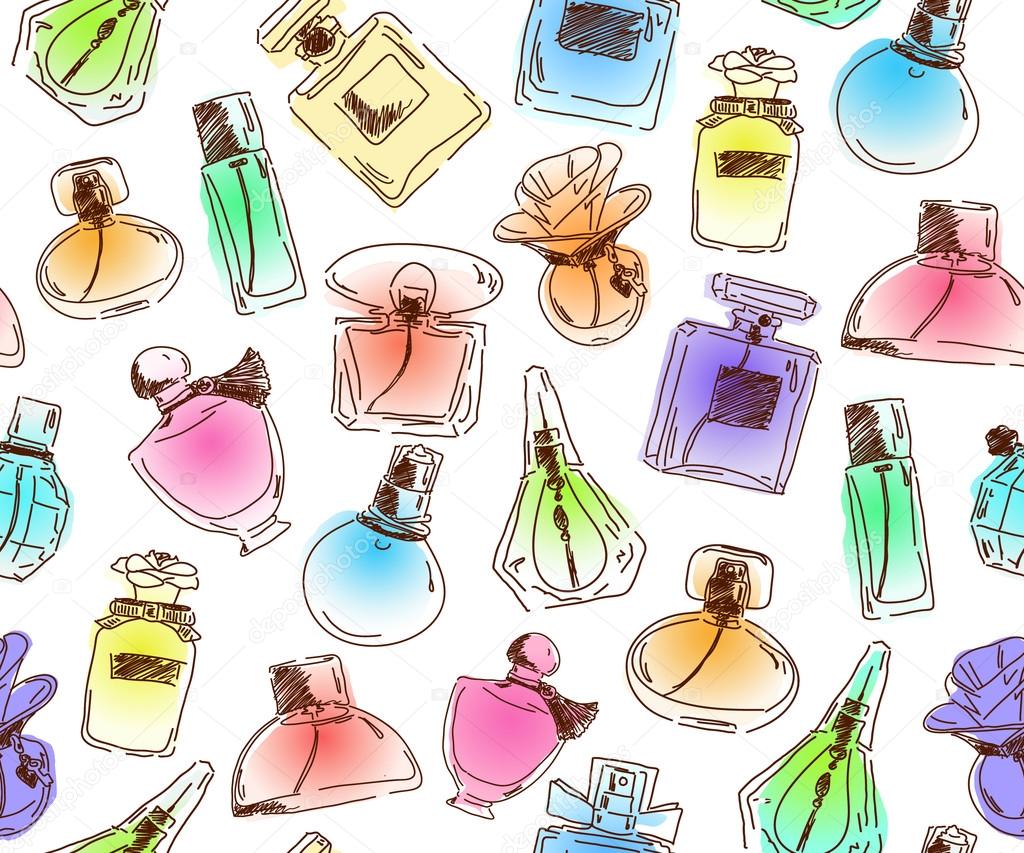 pattern with perfume bottles
